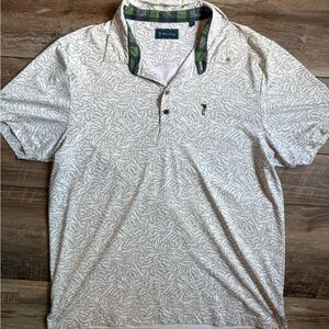 William Murray Large Men's White Patterned Polo Shirt